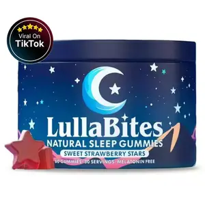 LullaBites Natural Sleep Gummies Sweet Strawberry Stars 30 Servings Melatonin Free 60 Gummies Viral