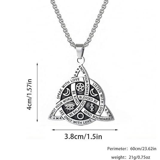 Stainless Steel Triple Goddess Triquetra Necklace Celtic Knot Irish Christian Trinity Knot Pendant Amulet Jewelry for Women