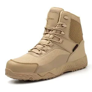 AZXPROT Men's Military Tactical Boots, 6" Waterproof Lightweight Combat Boots, Comfortable Non-slip Outdoor Desert Work Shoes Boy Footwear Closed Worker Bridal Indestructible Safety Letter Patched Winter