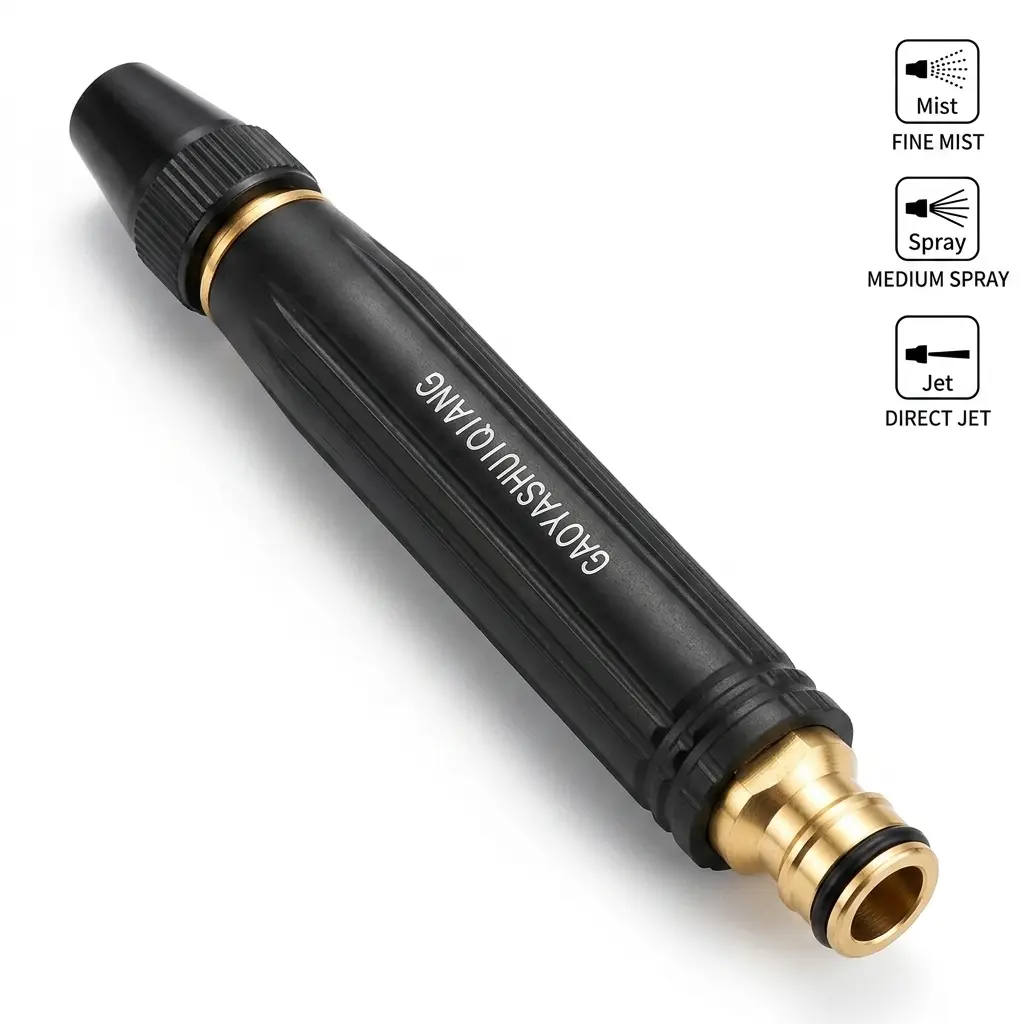 Rustproof 100% Full Metal Heavy-Duty Twist Hose Nozzle, Adjustable Multi-Mode High Pressure Leak-Proof Water Sprayer, Durable All Metal Sprinkler for Car Detailing, Lawn Garden Irrigation, Patio & Household Outdoor Cleaning