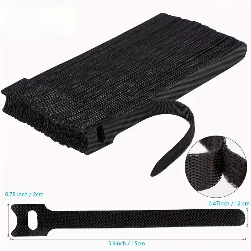 120pcs 6-Inch Reusable Cable Ties, Adjustable Wire Straps,  Wire Wrappers, and Hook-and-Loop Cable Management - Black, Cable Management|Adjustable Cable Ties|Durable Cable Ties, clip soft gentle Large Wood Wall Mount Coat Rack Ties Organizer Set Silicone