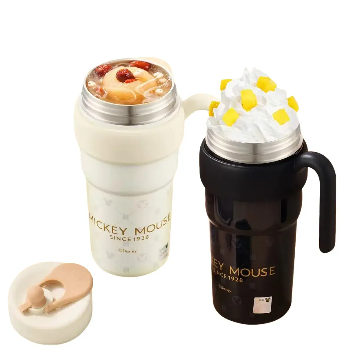 24 oz Stainless Steel Insulated Tumbler with Handle and Straws,Disney Mickey Mouse Authorized Water Bottle Valentine's Day Gift