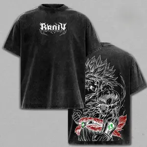 Broly The Legendary Vintage Washed Oversized Graphic Tee, DBZ Double Printed T-Shirt, Heavyweight Cotton Unisex Streetwear Top, Gym Pump Cover, Gift for Anime Fans wind breaker world tshirts book merch,funny graphic tee, men’s trendy t-shirts