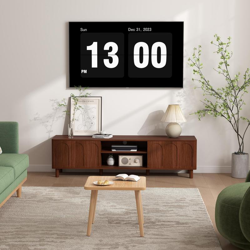 Giratree TV Stand for TVs up to 70'', Entertainment Center with Large Storage for Living Room, Media Console with Sliding Doors and Adjustable Shelves, Modern TV Cabinet for Game Consoles and Decor