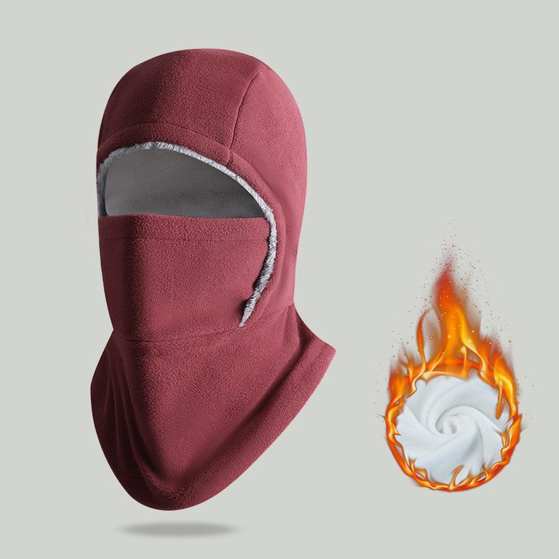 2-piece winter warm 2-in-1 hat and face mask – windproof, thick fleece lining, suitable for cycling, running, skiing, machine washable, black.