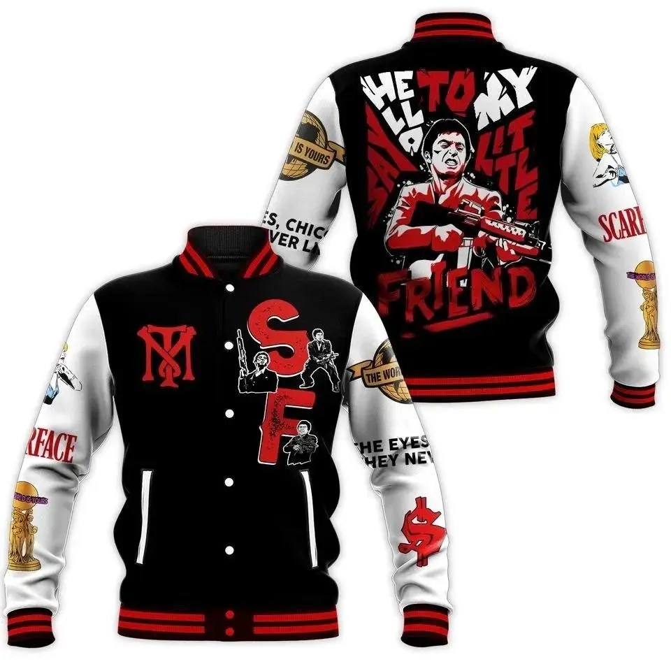 Scarface Al Pacino Lovesexy Varsity Jacket – Retro Movie-Inspired Graphic Baseball Jacket, Vintage Streetwear Letterman Outerwear for Men and Women, Casual Hip Hop Style, Gift for Movie Fans