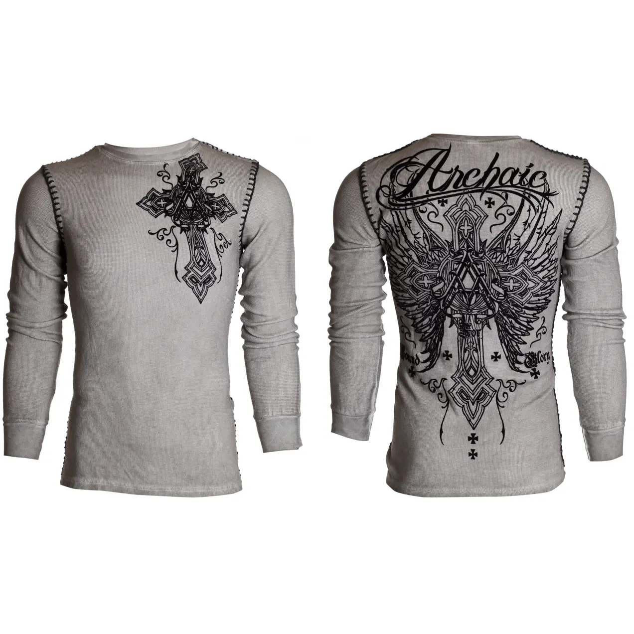 ARCHAIC Men's Dead Redemption Graphic T-Shirt - Casual 100% Cotton Long Sleeve Thermal Crew Neck Top