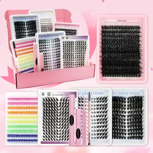 Lash Clusters Kit D Curl 6 Box, Natural Volume 3D Effect Lashes, Eyelash Extension, Includes Bond & Seal, Remover, Brush, Applicator, Beginner & Proficient Use