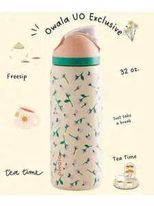 Owala FreeSip Insulated Water Bottle 32oz – Rosebud Tea Time | Urban Outfitters Exclusive | Leak-Proof, Built-In Straw, Stainless Steel | Floral Aesthetic Tumbler for School, Gym & Travel