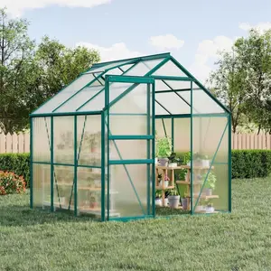 Garvee 6 x 6 FT Polycarbonate Greenhouse, Winter Greenhouses for Outdoors with Aluminum Frame, Sliding Door, Adjustable Roof Vent, Backyard Green Houses, Patio Garden, Green