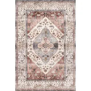 Jenise Traditional Medallion Machine Washable Area Rug
