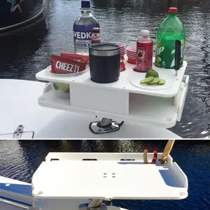 Docktail Boat Table Caddy & Bait Table with Rod Holder Mount Docktail Boat Table Caddy & Bait Table with Rod Holder Mount