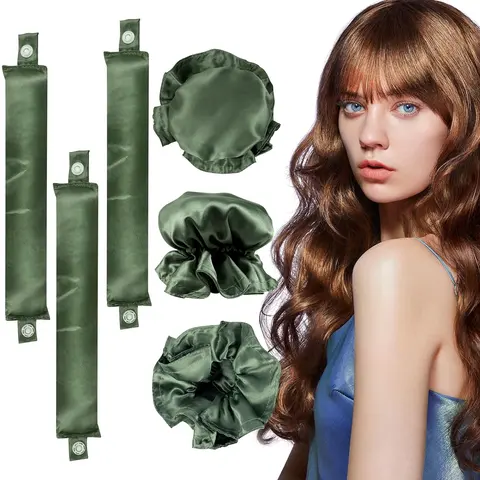 6 Pcs Set Heatless Hair Curler,Satin Heatless Curling Set, Heatless Curls Headband, Overnight Curling Headband, Heatless Curling Set, Creates Beautiful Curls Without Damaging The Hair Gift Haircare