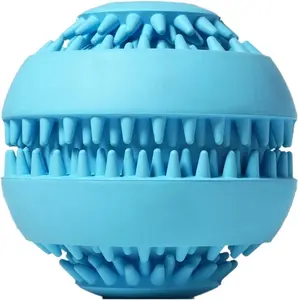VANHEAWO Pet Supplies Dog Leakage Ball Bite Resistant Tooth Cleaning Toy Ball for IQ Training Fetching Soft Chew Toy to Clean Teeth and Relieve Stress