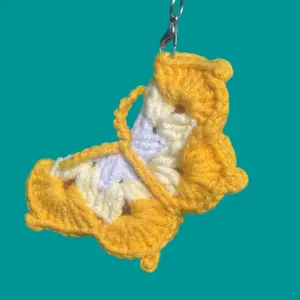 Crochet Butterfly Handmade Soft Yarn Keychain 2x3x1inch Pull On Accessory Colorful Charms for Phone Decoration Handcrafted Charm