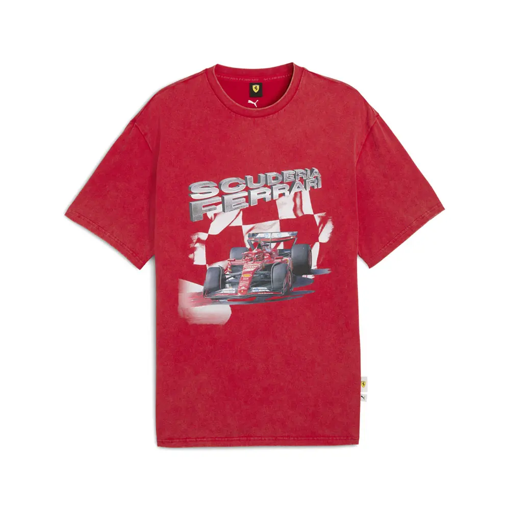 PUMA Mens Scuderia Ferrari Sportswear Ii Graphic Crew Neck Short Sleeve Casual Tops Casual - Red