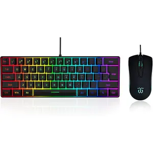 60% Gaming Keyboard and  Combo, Small Keyboard and  Set, Mini Gaming Keyboard 61  True RGB Mechanical Feeling Keyboard  Combo for Computer PC Gamer