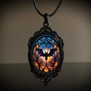 Retro Gothic Crow Cross Pendant Necklace