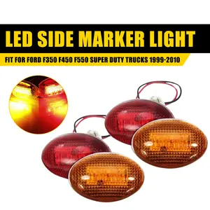 LED Side Marker Light Fit For 1999- 2010 Ford F350 F450 F550 Super Duty Truck 4PCS Dually Bed Fender Side Marker Lights Amber/Red