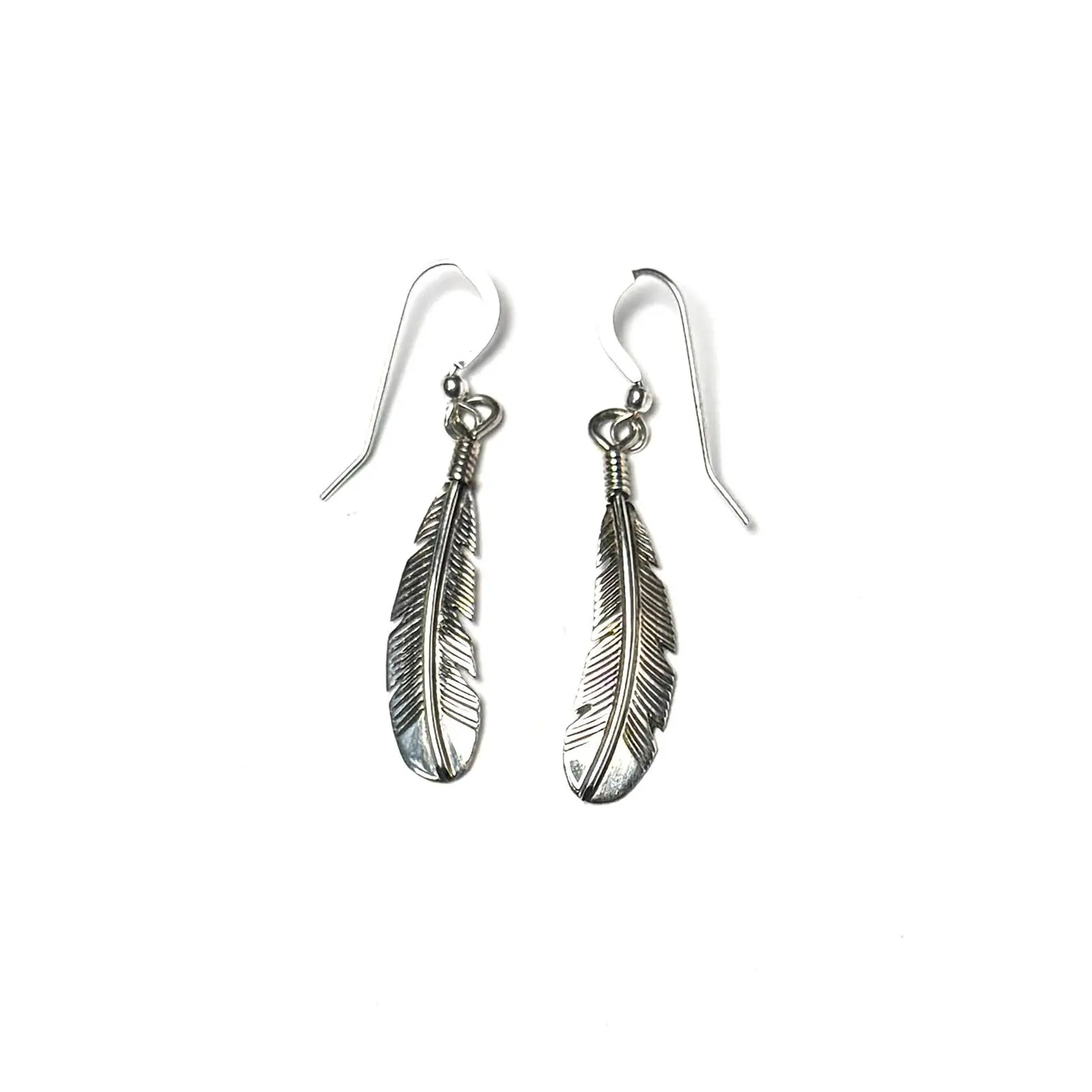 Small Navajo Feather Earrings – Handmade Sterling Silver
