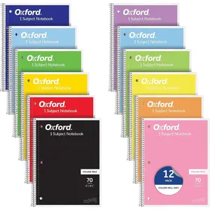 Spiral Notebooks, 12 Count Bulk Pack, 1 Subject, College Ruled Notebooks for School, 8 x 10.5 Inches, 70 Sheets, Assorted Colors, Back to School Supplies (65205)