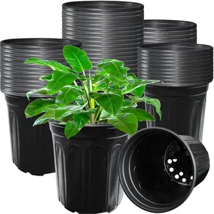 60 Pack 1 Gallon   Pots,Thickened Flexible Plastic Seedling Pot with Holes,Flower  Container for ,Cuttings,Transplanting, Garden(Black)