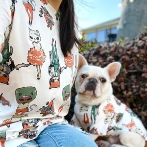 Dog Matching Outfit Pet Owner Mommy and Me Set Cartoon Dopamine Print Puppy Clothes Family Look