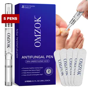 OMZOK nail essence pen set of 5, Nail care product, Nail Care Serum, Nail Strengthener, contains 25% undecylenic acid, improves nails, suitable for nail discoloration, cracking, new formula, gentle and non-irritating, Nail Care Solution