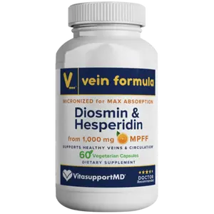 Vein Formula Diosmin Hesperidin 1000mg, Micronized Bioflavonoids Blend for Blood Circulation, Vein Support MPFF Supplement for Circulation in legs and feet, and Healthy Blood Flow Support, 60 Capsules