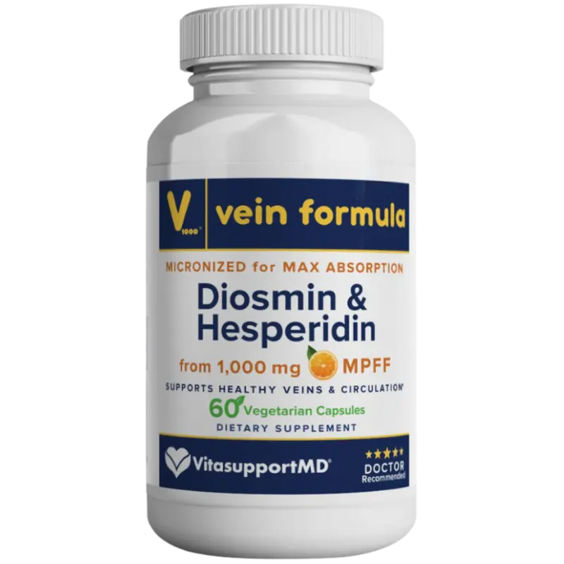 Vein Formula Diosmin Hesperidin 1000mg for Leg Vein & Circulation Support Dietary Supplement, Doctor-Formulated, Micronized for Improved Absorption, 60 Capsules