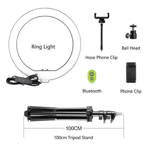 10Inch Mini Selfie LED Video Ring Light Lamp with Table Tripod for Youtube Phone Live Photo Photography Studio SH