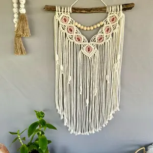 Pretty in Petals Floral Macrame Wall Hanging, Handmade with Flowers and Beads Design, Boho Decor, Hangable Ornament