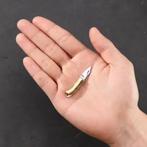 Brass mini folding knife sharp portable fruit knife key chain pendant portable pocket out of the box knife pocket knife.