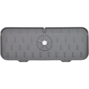 Kitchen Faucet Sink Splash Guard (Gray) Silicone Faucet Mat Sink Draining Pads Drying Mat for Kitchen & Bathroom Countertop Protection