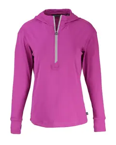 Daybreak Recycled Womens Half Zip Hooded Pullover - Cutter & Buck