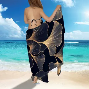 Leaf print swimsuit cover-up, Beach cover ups, quick-drying, extra large absorbent beach towel, made of sand-proof microfiber, with strong water absorption, light texture, suitable for travel, swimming pools, bathing or yoga use