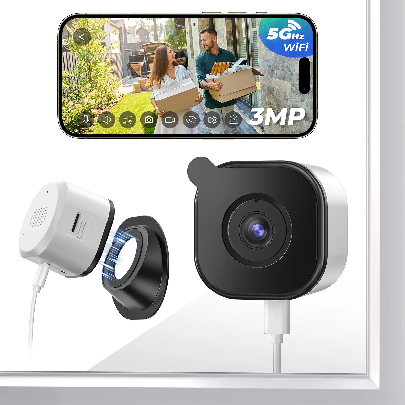 Tmezon ChroMax Smart Wireless Security Camera - 2.5K 4MP Dual-Band 2.4G/5G WiFi Indoor Window Model with AI Color Night Vision, Motion & Human Detection, 24/7 Recording, Local Monitoring, Easy Mount & Installation, Camera Security Surveillance Solution