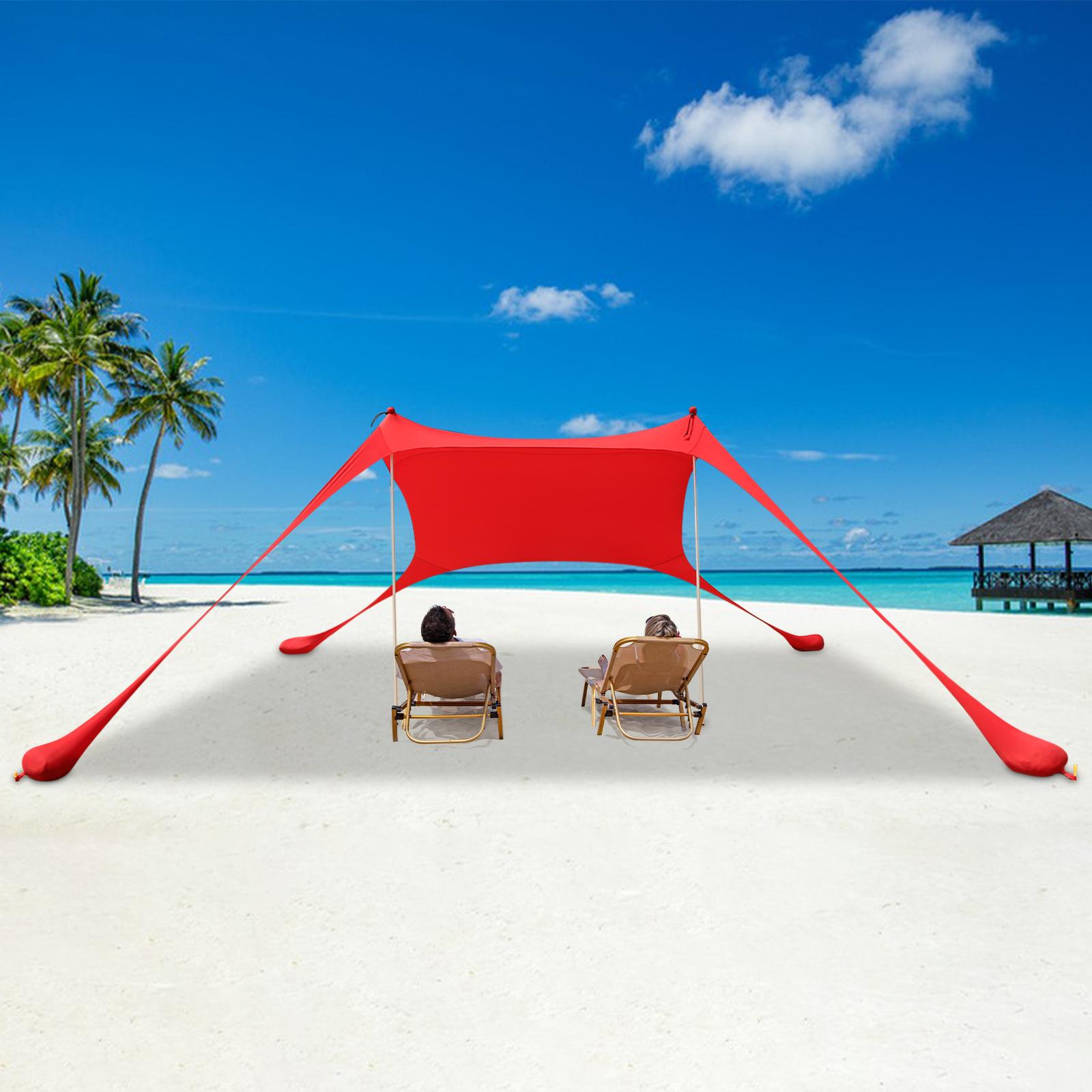 Beach Stretch Tent, Outdoor Tent for Beach Camping,Beach Elastic Sunshade - Red