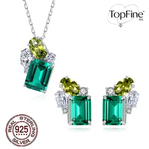 925 Sterling Silver Emerald - Cut CZ Jewelry Set for Women, Simple & Elegant, Great For Daily Wear And Dating Valentines
