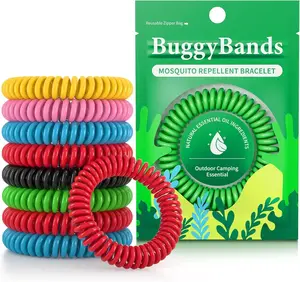 24 Pack Mosquito Bracelets for Adults and Kids, DEET Free Natural Waterproof Wristbands for Camping Hiking