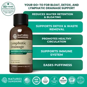 Nature's Sunshine Lymphatic Drainage Support Supplement - Herbal Extracts for Detoxification, Reduces Puffiness & Bloating, Supports Lymph Flow