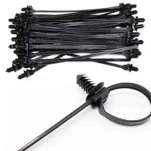 100 Pack Push Mount Zip Ties – 8 Inch Self-Locking Cable Ties with Fir Tree Push Pin, Black Wire Fasteners for Indoor/Outdoor, Car & Home Cable Management tiktokshopspringglowup
