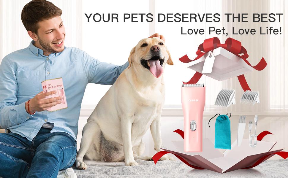 Pet Clippers, Dog Hair Grooming Low Noise, Rechargeable Cordless Cat Shaver with Ceramic Blade,Portable Pet Hair Trimmer for Matted & Long Hair