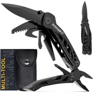 Multitool Knife, 13 in 1 Multitool, Tool with 3" Large Blade, Safety Locking,-Action Plier, Nylon Sheath for, Camping, Fishing,,Hiking