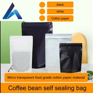 50pcs Self-Sealing Coffee Bean Packaging Bags, Aluminum Foil One-Way Valve Zipper Bags, Food Grade Sealed Tea Storage Pouches