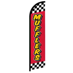Red Checkered Polyester Fabric Windproof Flag - 11.5x2.5ft Windless Banner with Curved Sleeve for Home & Festive Party Backdrops