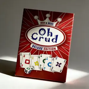 Oh Crud Game, 6 Rounds with Unique Gameplay, Dice Affects Strategy, Avoid Crud for Lowest Score, Strategic Card Play
