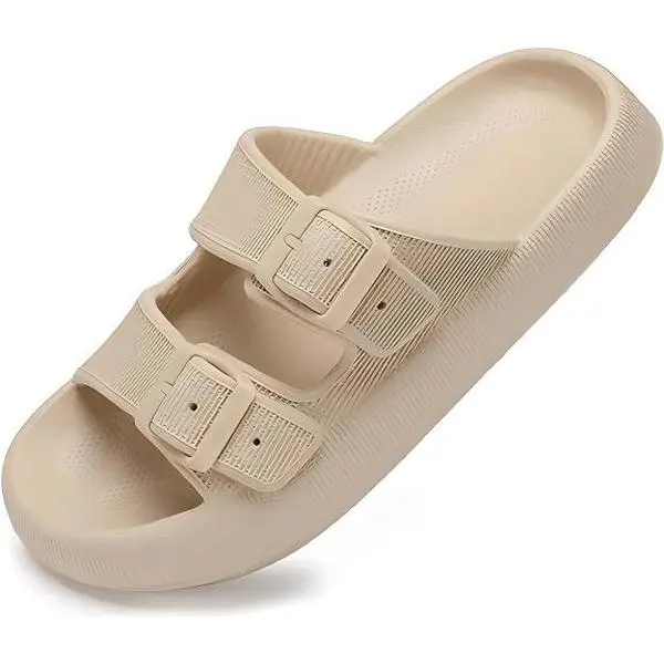 Cloud Slippers Double Buckle Adjustable Slide EVA Soft Comfy Indoor OutdoorAnti-slip Slippers Dual Buckle Strap SoftCushioned Pillow Slippers Walking Shoes