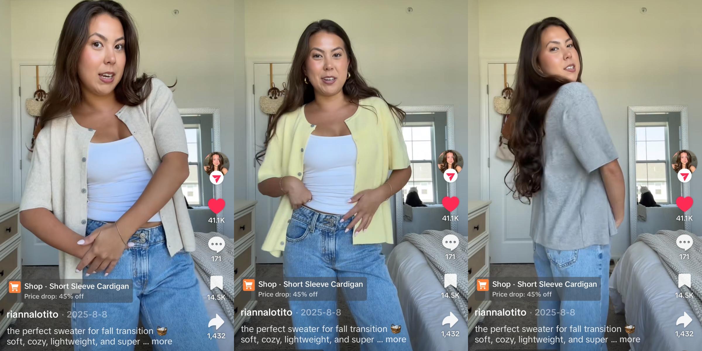 Tanming Women's Short Sleeve Cardigan Sweaters Crew Neck Soft Ribbed Knitting Button Down Tops Lightweight Breathable Summer Layering Cover Up Knitwear Top Flattering Fit for Casual Office Work Travel Springfresh Womenswear #SpringStatements