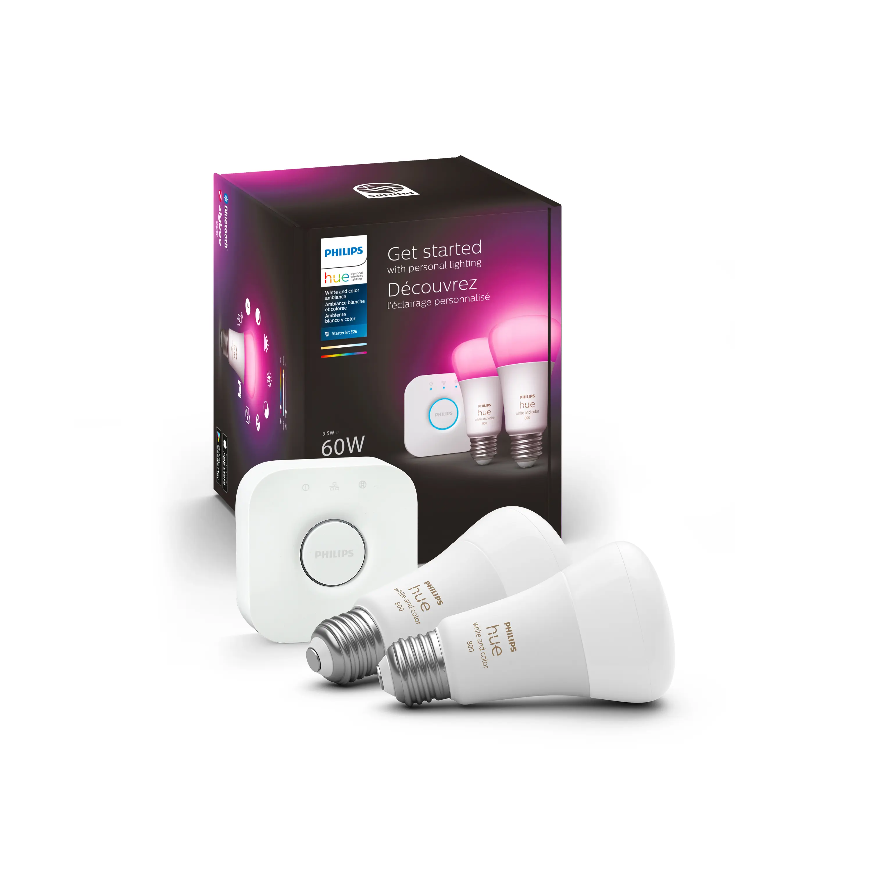 Hue White and color ambiance Starter kit: 2 E26 smart bulbs (60 W)